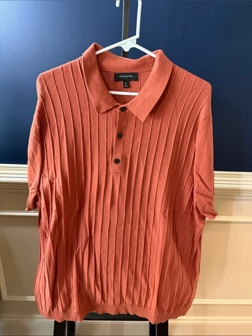 Banana Republic Men's Ribbed Polo in burnt orange
